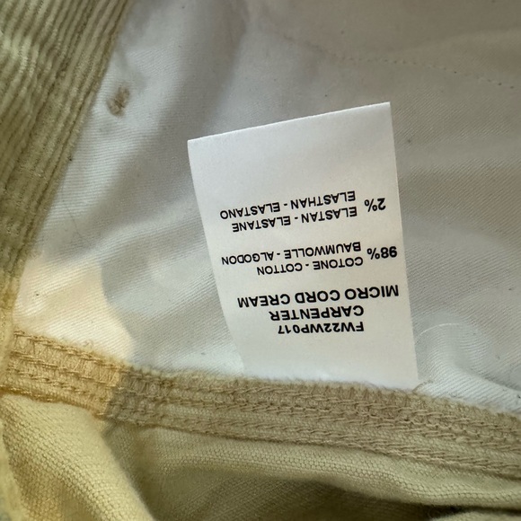 Aime Leon Dore Carpenter Pants in Cream Micro Cord Sz Large - Picture 8 of 8